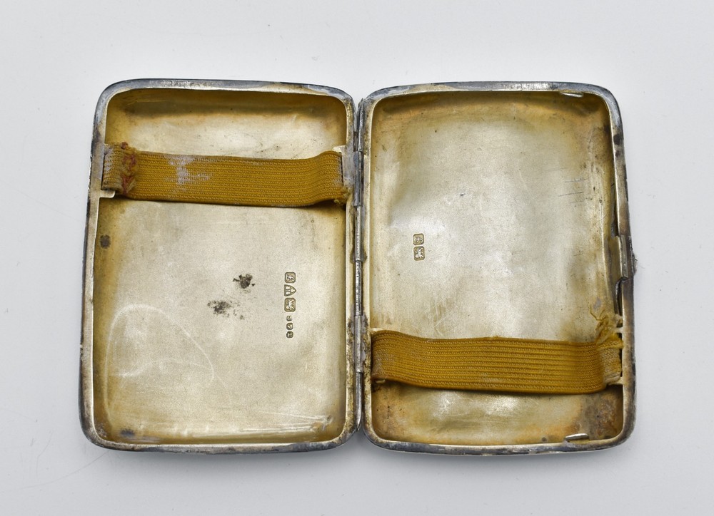 Edward VII Sterling Silver Curved Cigarette Case 1906 Patterned Ivy Phoenix