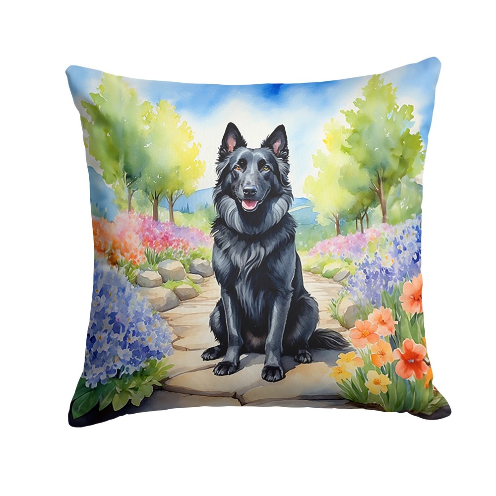 Belgian Sheepdog Spring Garden Path Throw Pillow