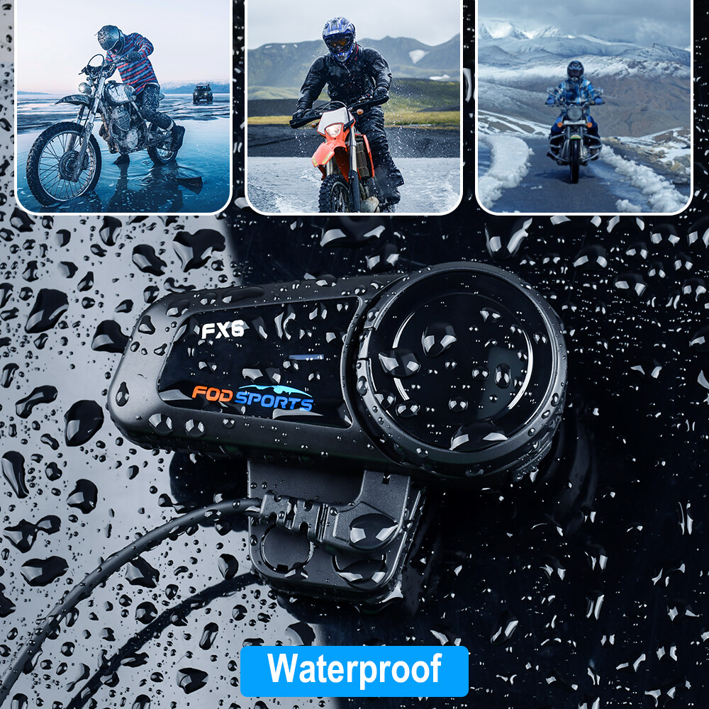 2X 1000M Motorcycle Intercom 6 Riders Communication BT Bluetooth Helmet Headset