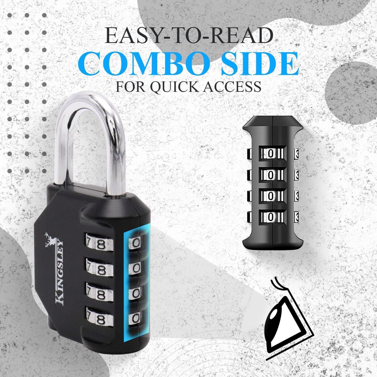 2 Pack 4 Digit Combination Padlock for School Gym Locker Weatherproof