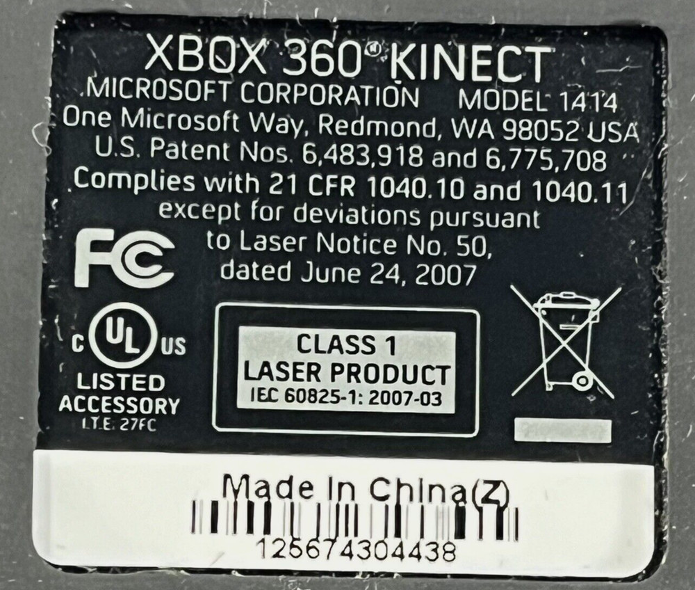 Microsoft Xbox 360 Kinect Black Sensor Bar Model 1414 Only Tested Working