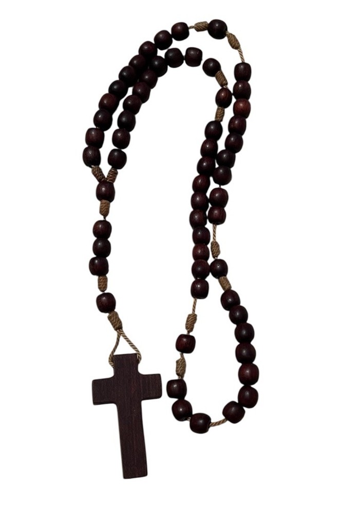 Jacaranda Wood Beads Knotted String Blessed Rosary
