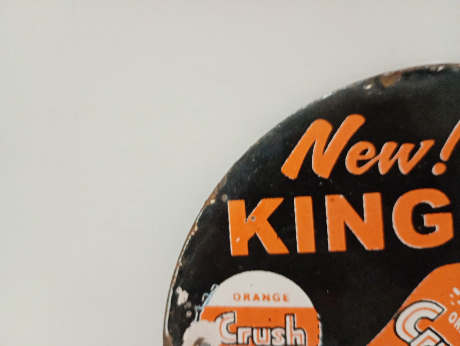 Vintage Orange Crush King Size Soda Porcelain Enamel Sign 6" Inches