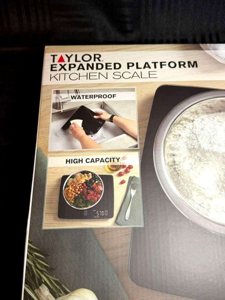 Taylor High-Quality Expanded Platform Digital Kitchen Scale –30lb Max Waterproof