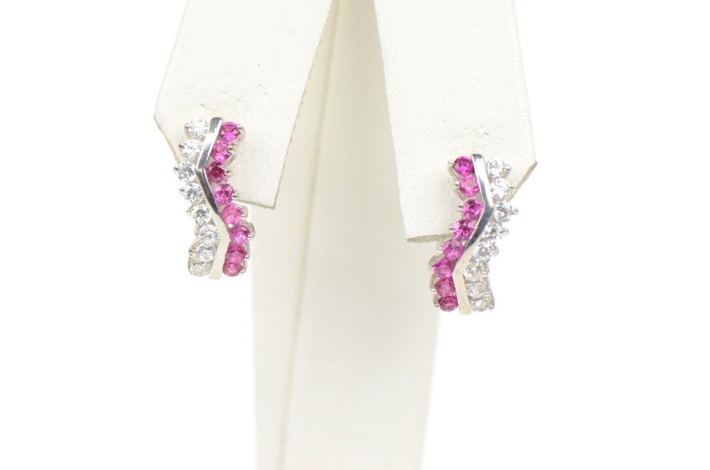 CZ Channel Set Sterling Silver Dangling Birthstone Leeverback Earring