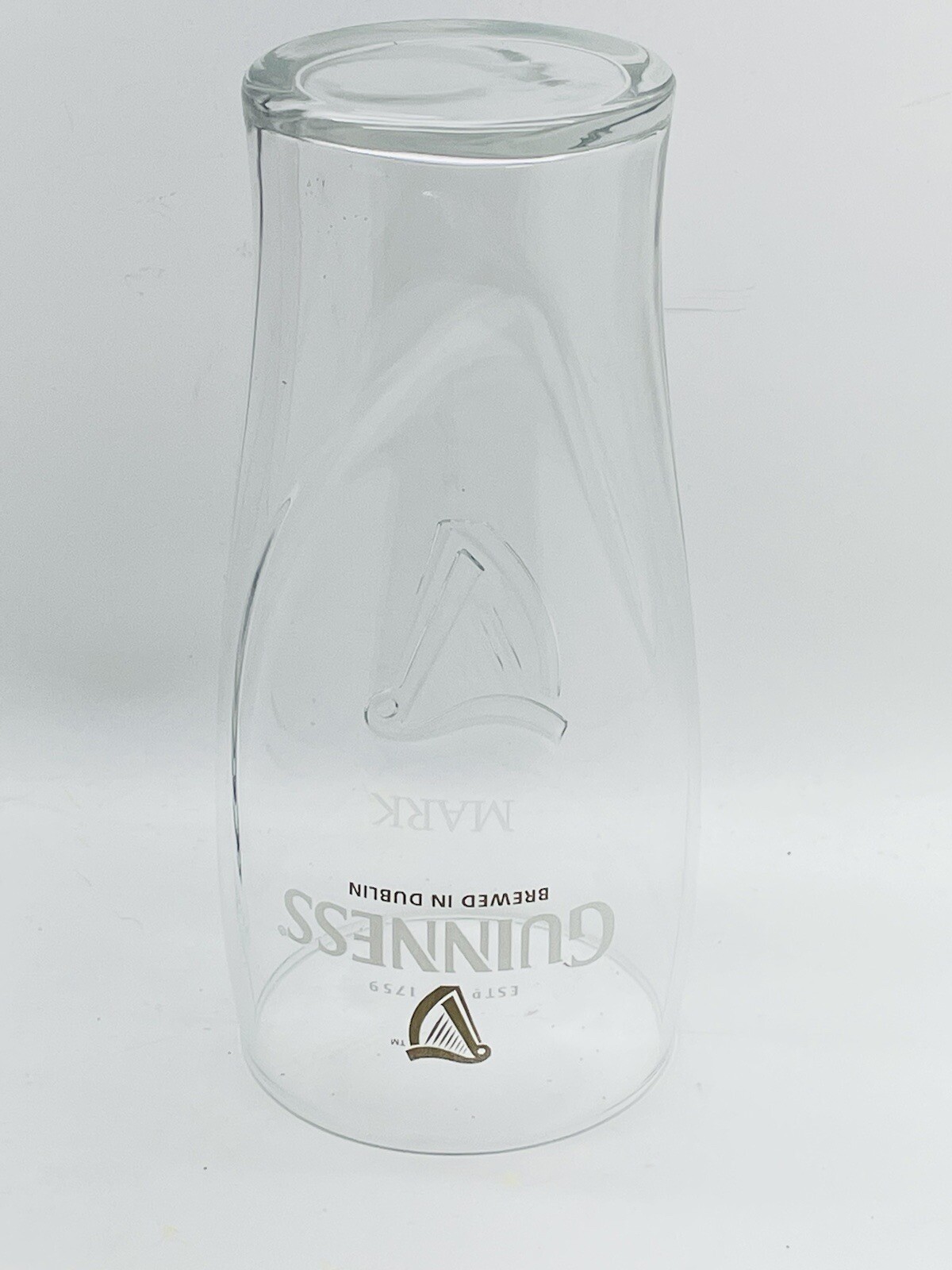 Guinness Brewed In Dublin Beer Pint Glass 3 D Harp Man Cave piece 16 oz MARK