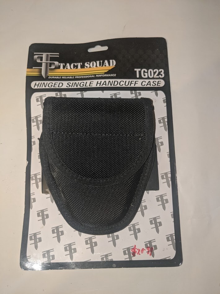 Tact Squad Hinged or chain Single Handcuff Case Black Nylon with snap closure