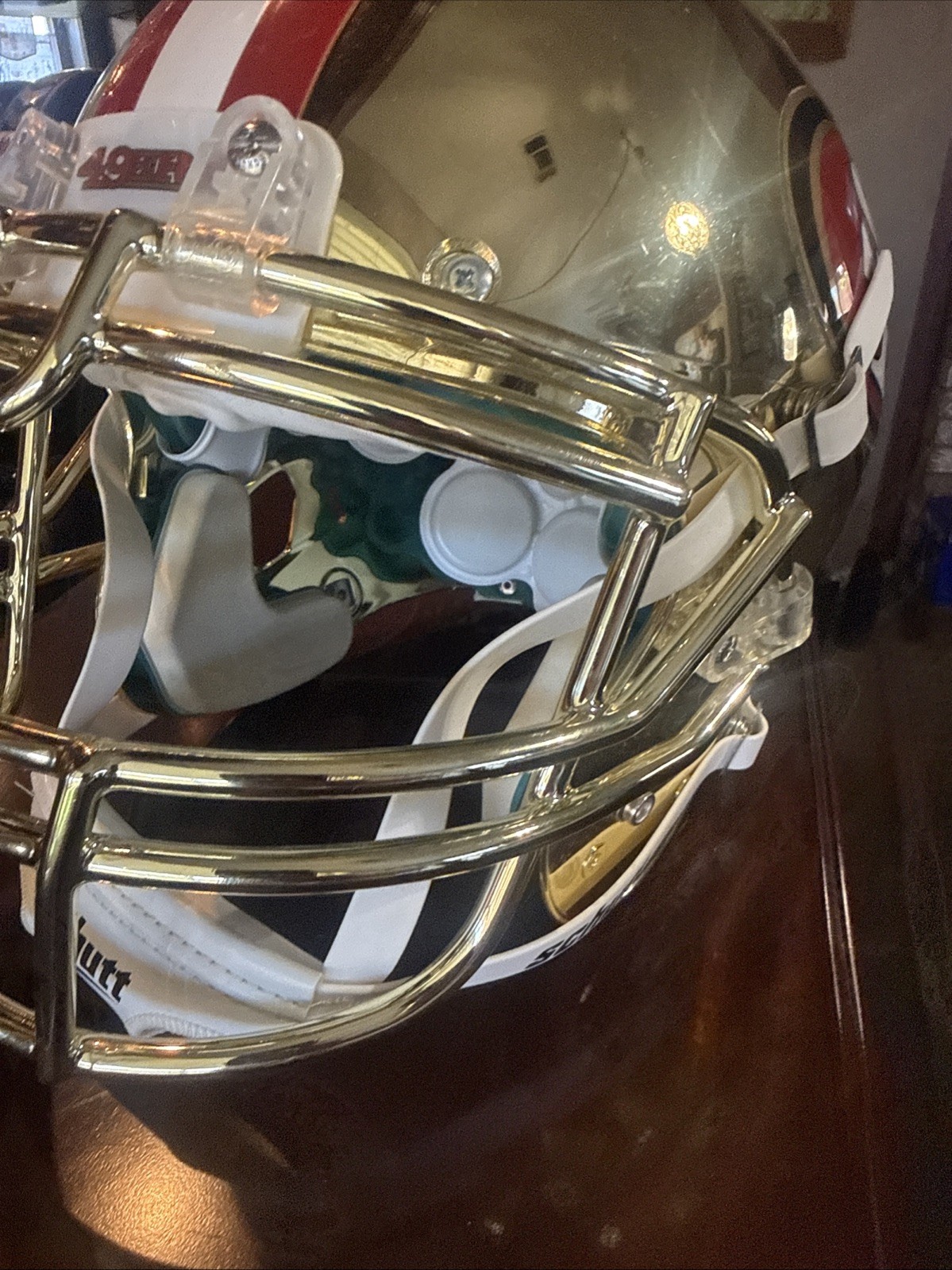 SAN FRANCISCO 49ERS Full Size Chrome Authentic Gold Football Helmet -