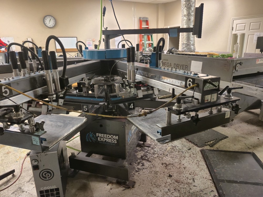 Automatic Screen Printing Press Machine 6 Color, 8 Station With Everything Inc.