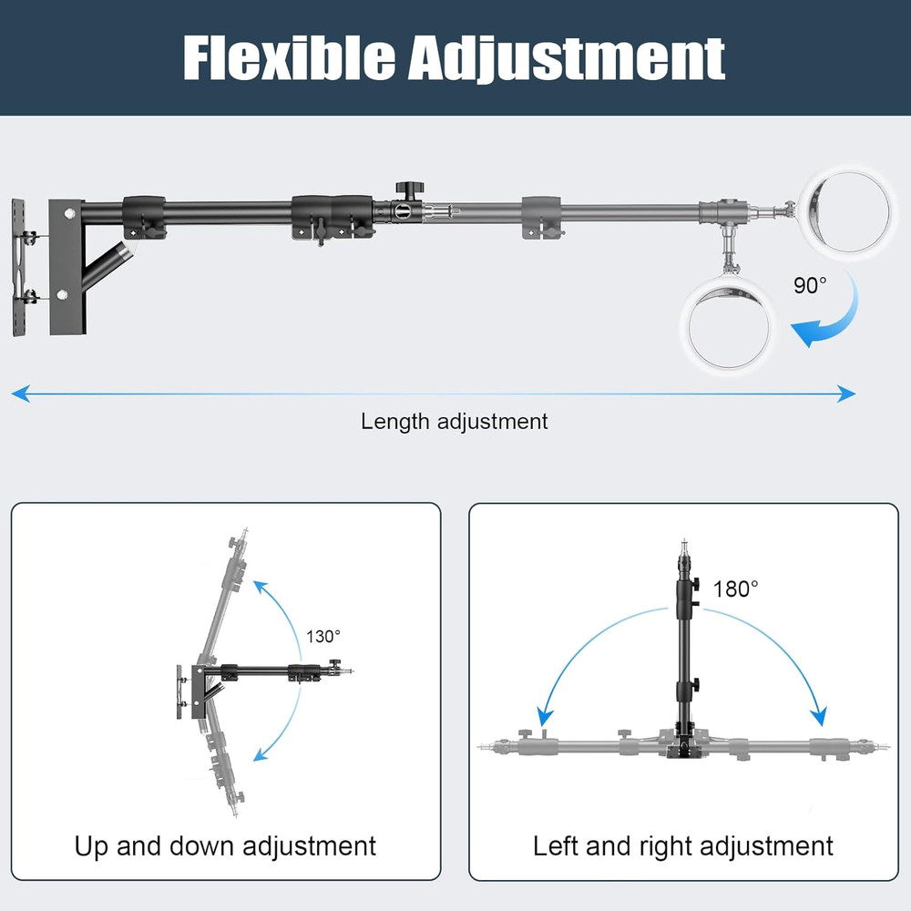 Ring Light Mount - Wall Mount Triangle Boom Arm.43Inch/110Cm