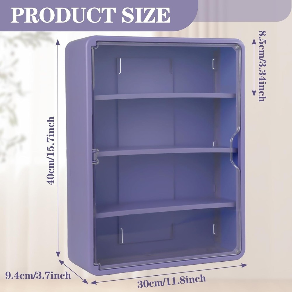 4-Tiers Clear Display Case for Figures, Wall-Mounted Display Box with Adjusta...