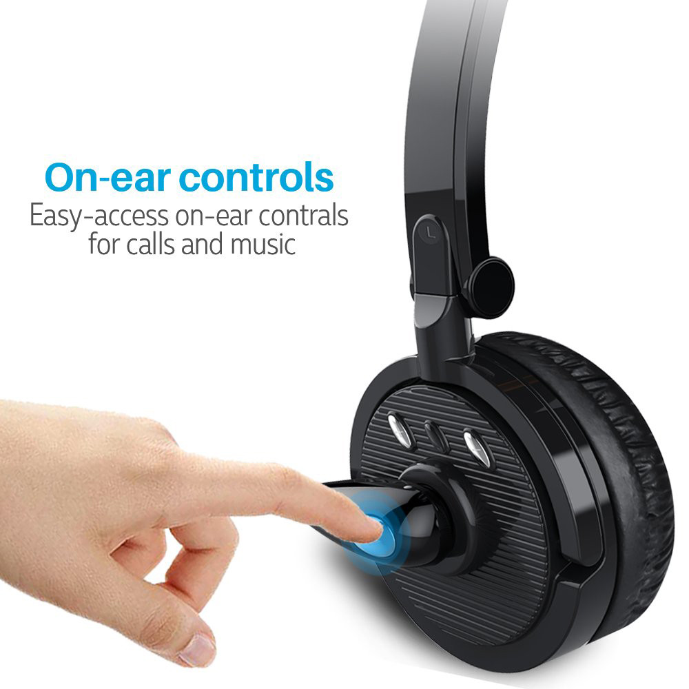 Bluetooth Headset with Microphone, Over-The-Head Wireless Stereo Headphones