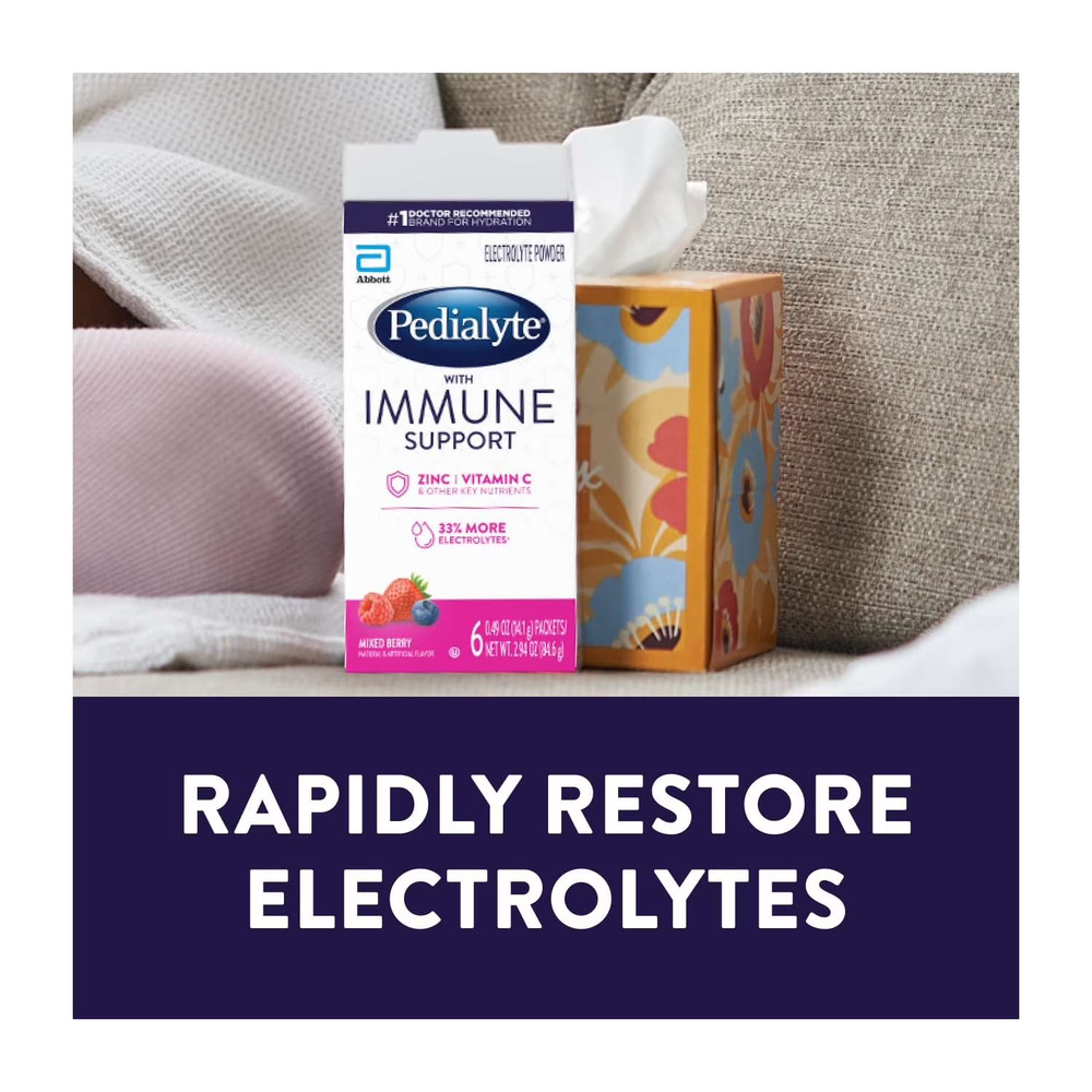 with Immune Support, Electrolyte Drink Powder, Mixed Berry | 6 Powder Packets