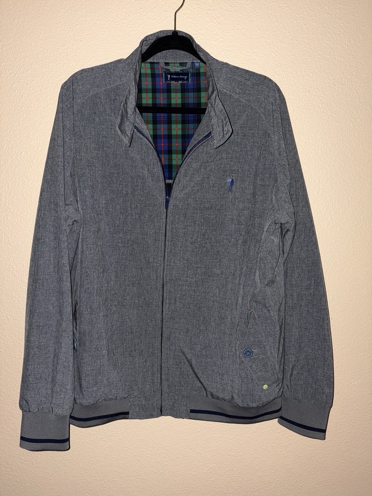 William Murray Golf Harrington Jacket Mens Size Large Gray Full Zip Lined