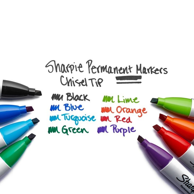 Sharpie Chisel Tip Markers Permanent BLACK Ink Large Broad Marker 2-count(2 pack