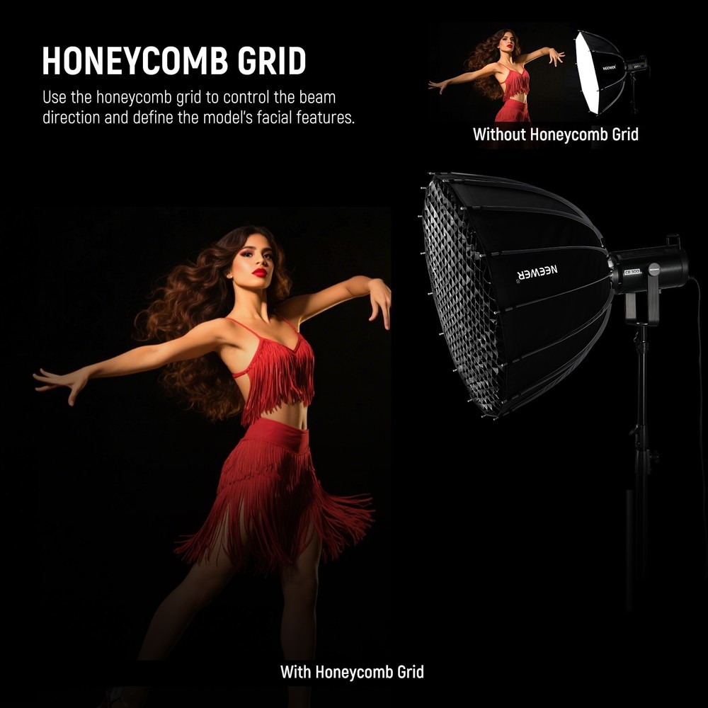 NEEWER NS120PD 47" Parabolic Softbox - Bowens Mount w/ Grid & Diffuser