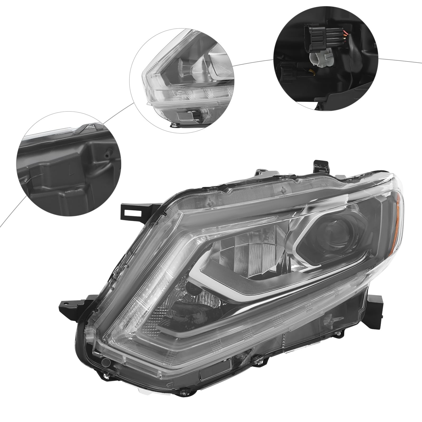 Front Headlight Assembly for 2014-2016Nissan Rogue LED Model Only Left Side