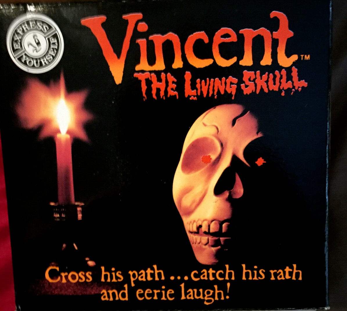 VINTAGE HALLOWEEN VINCENT THE LIVING SKULL 1989 NOS NIB 5" X 4"