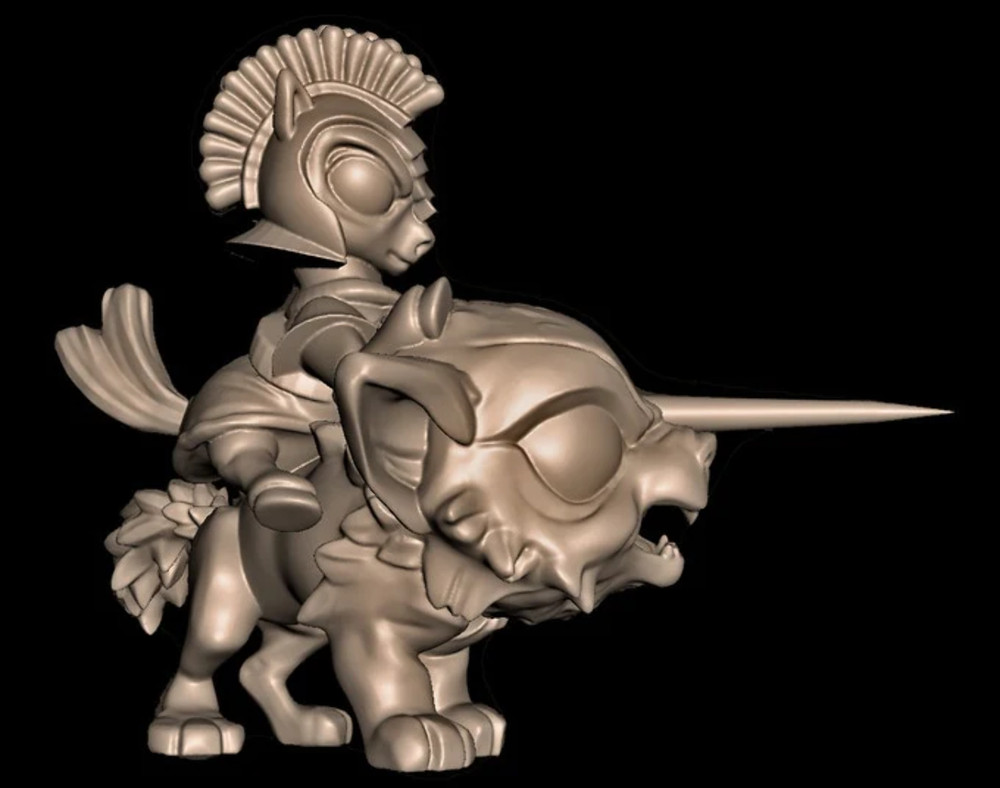 Chibi Cavalier Cavalry Pony W/Wolf