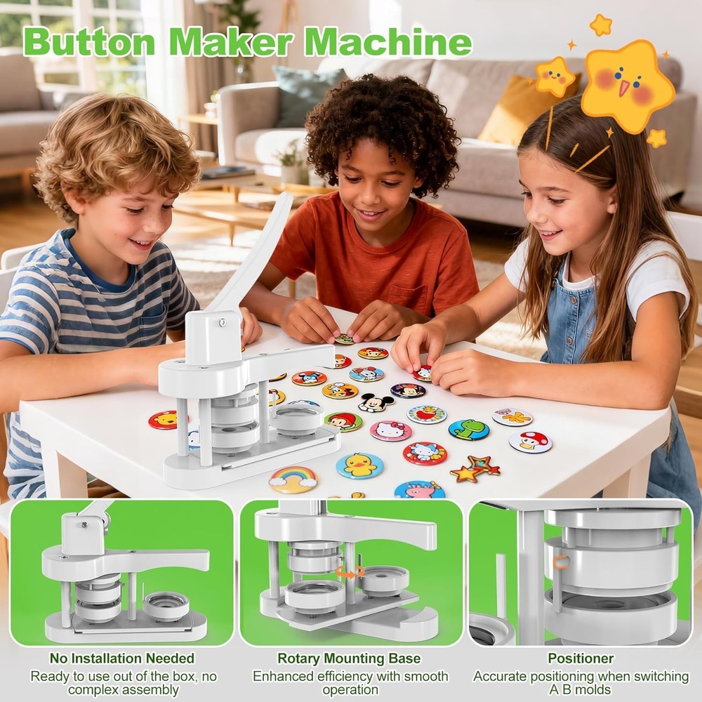 58mm Button Maker Machine, Simple DIY Pin Maker for School Projects & Events