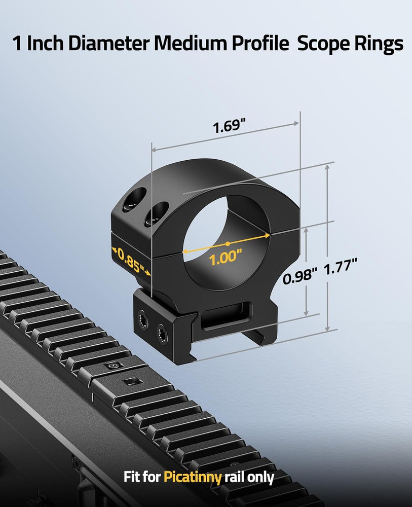Precision 1 Inch Scope Rings Scope Mount - 2 Pieces