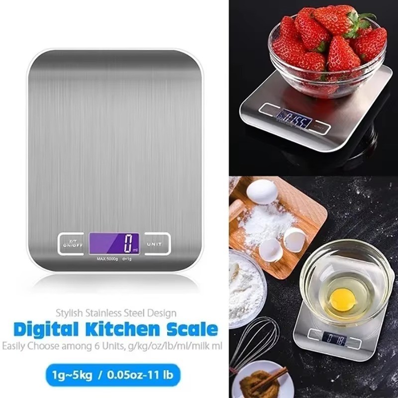 Portable Electronic Digital Kitchen Scale With Timer High Precision LED Display