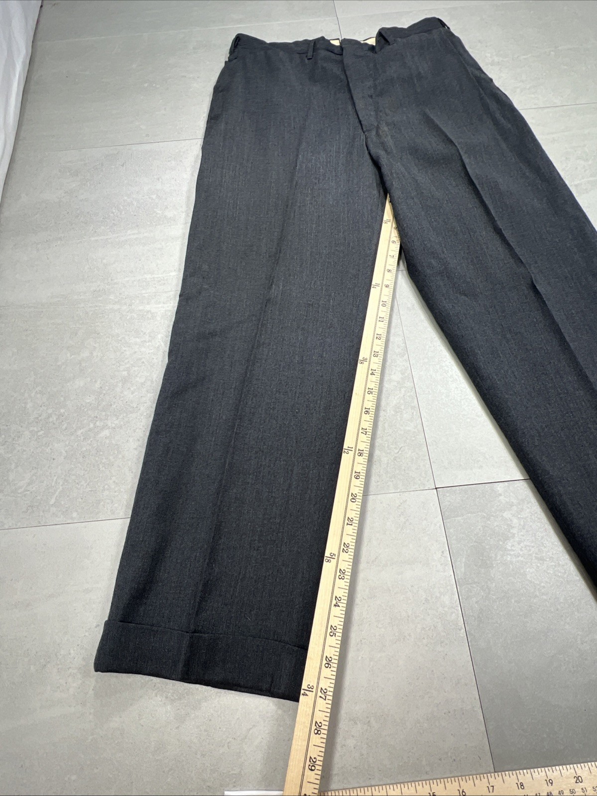 Vintage 50’s 60s Wool Dress Trousers Pleated Cuffed Conmar Zipper USA Gray Ivy