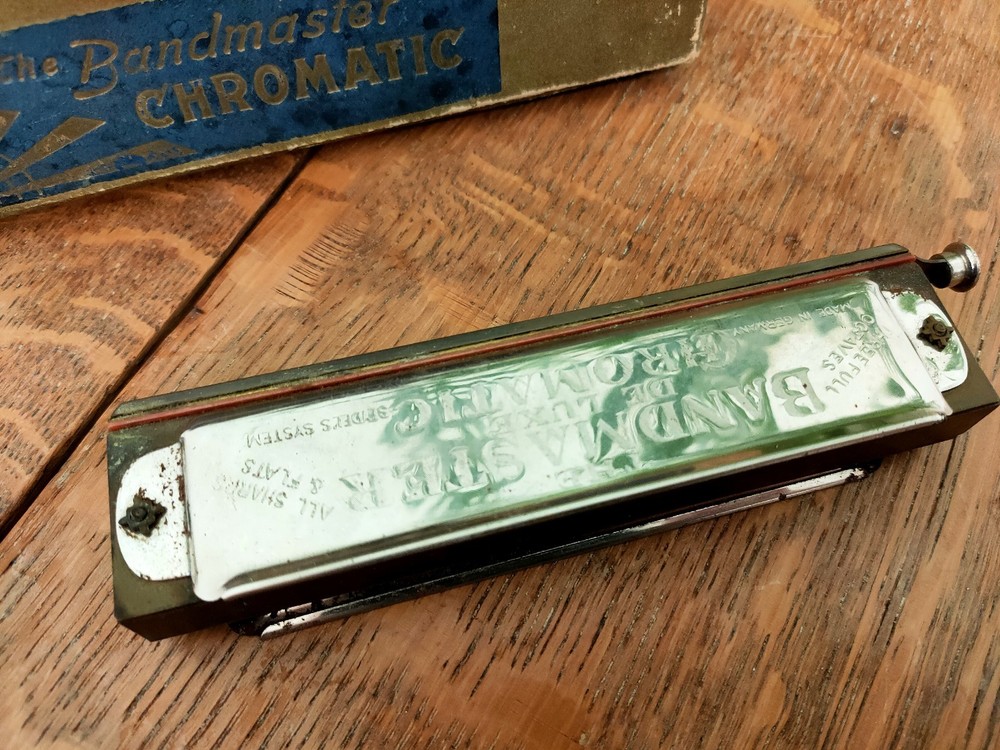 VINTAGE THE BANDMASTER DE LUXE CHROMATIC Harmonica With Box Untested