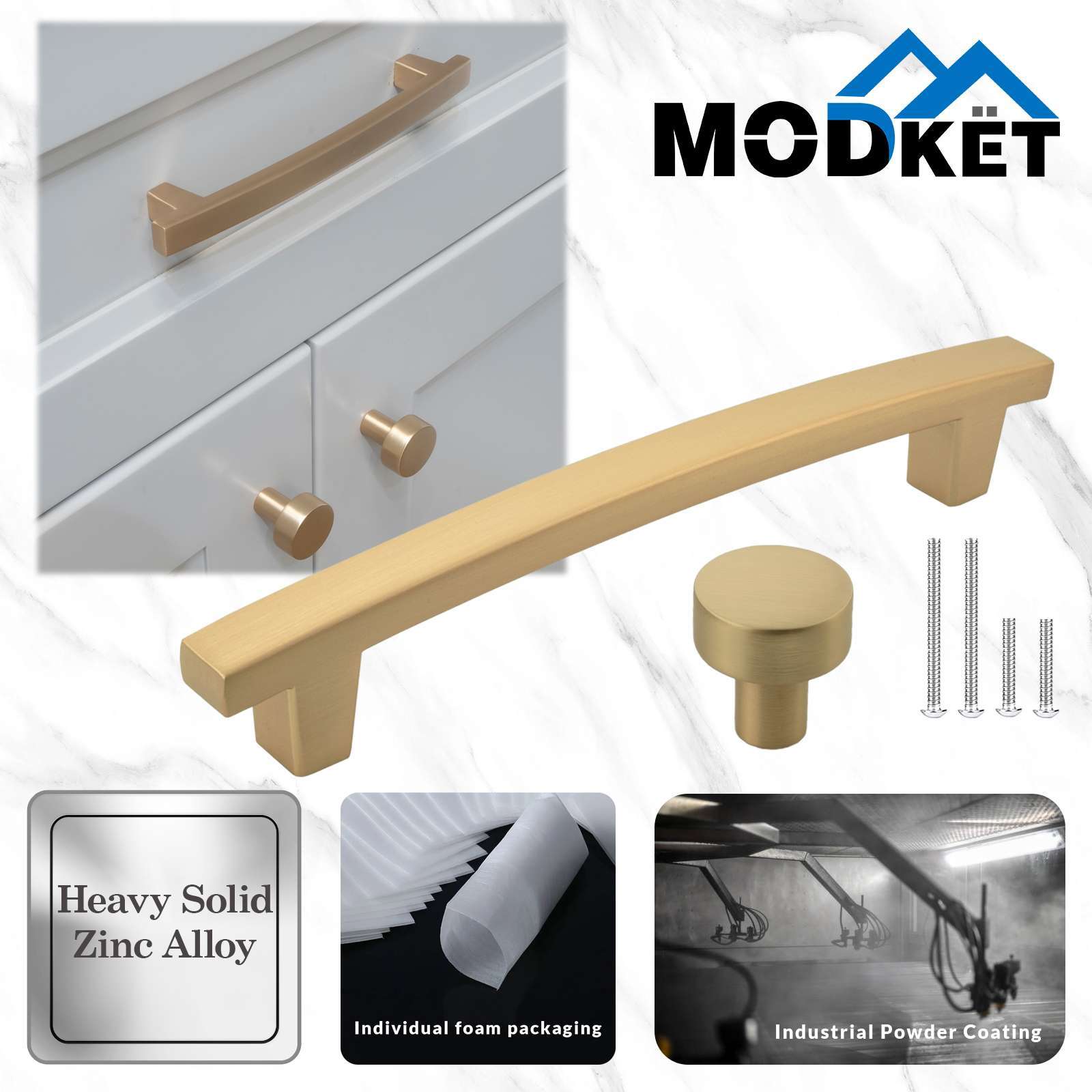 Solid Brushed Champagne Gold Cabinet Pulls Knob Handle Kitchen Bathroom Modern