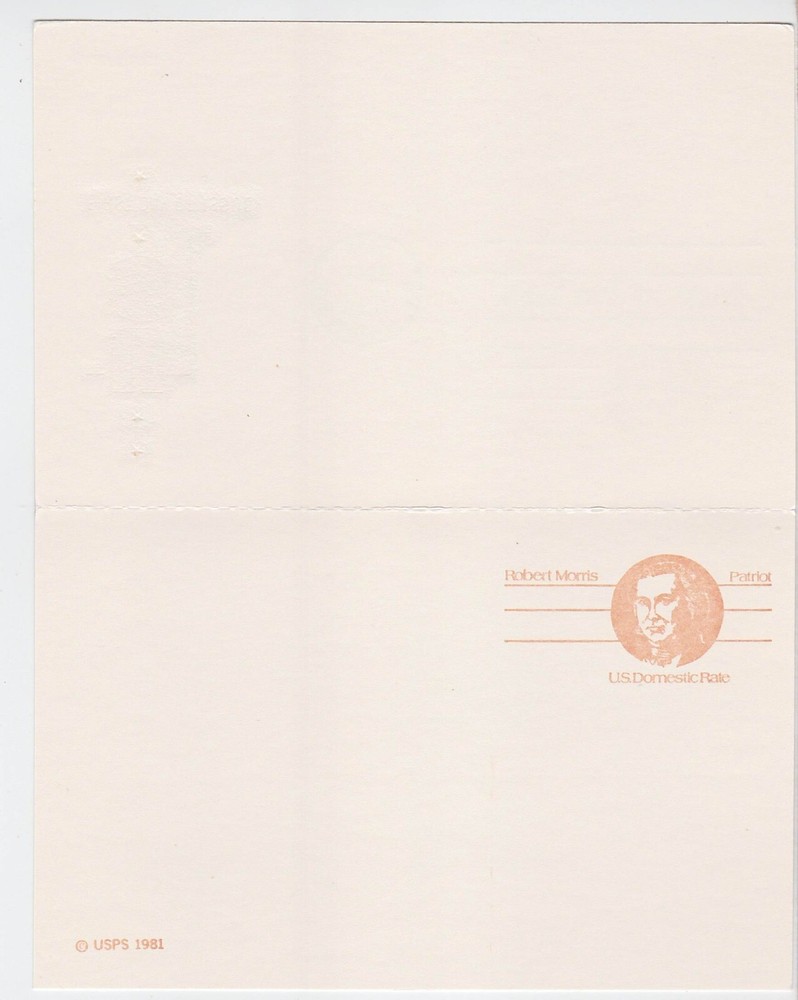 TurtlesTradingPost- Robert Morris Postal Reply Card 1981 #UY33 FDC