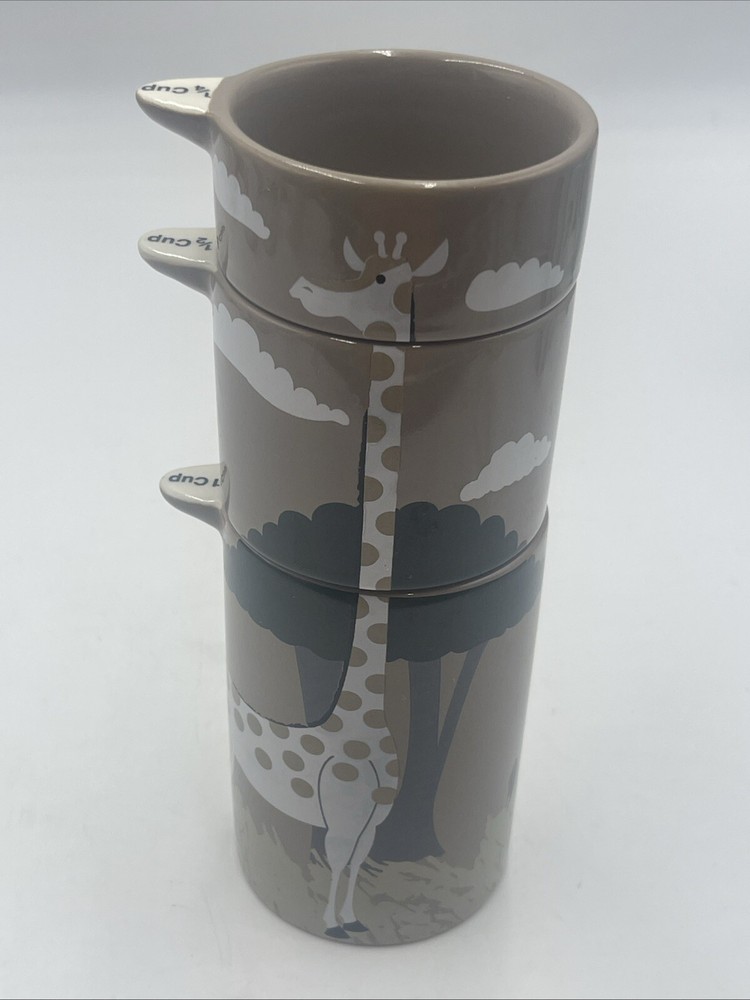 SIGNALS GLAZED CERAMIC 3 PC STACKABLE MEASURING CUP SET - Long Necked Giraffe