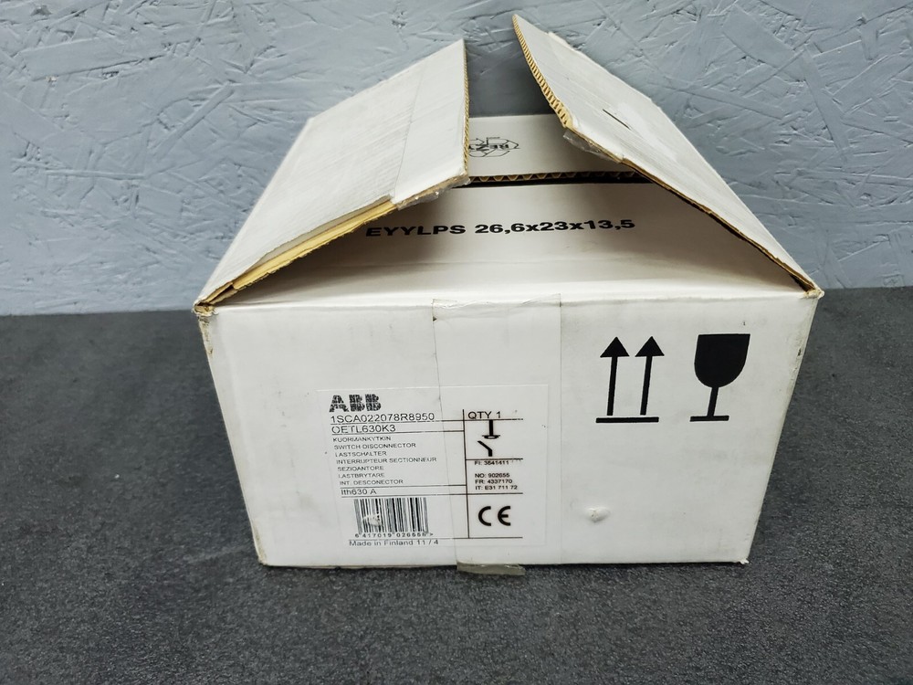 New ABB Switch Disconnect, 630A, Load Break, 3 Pole