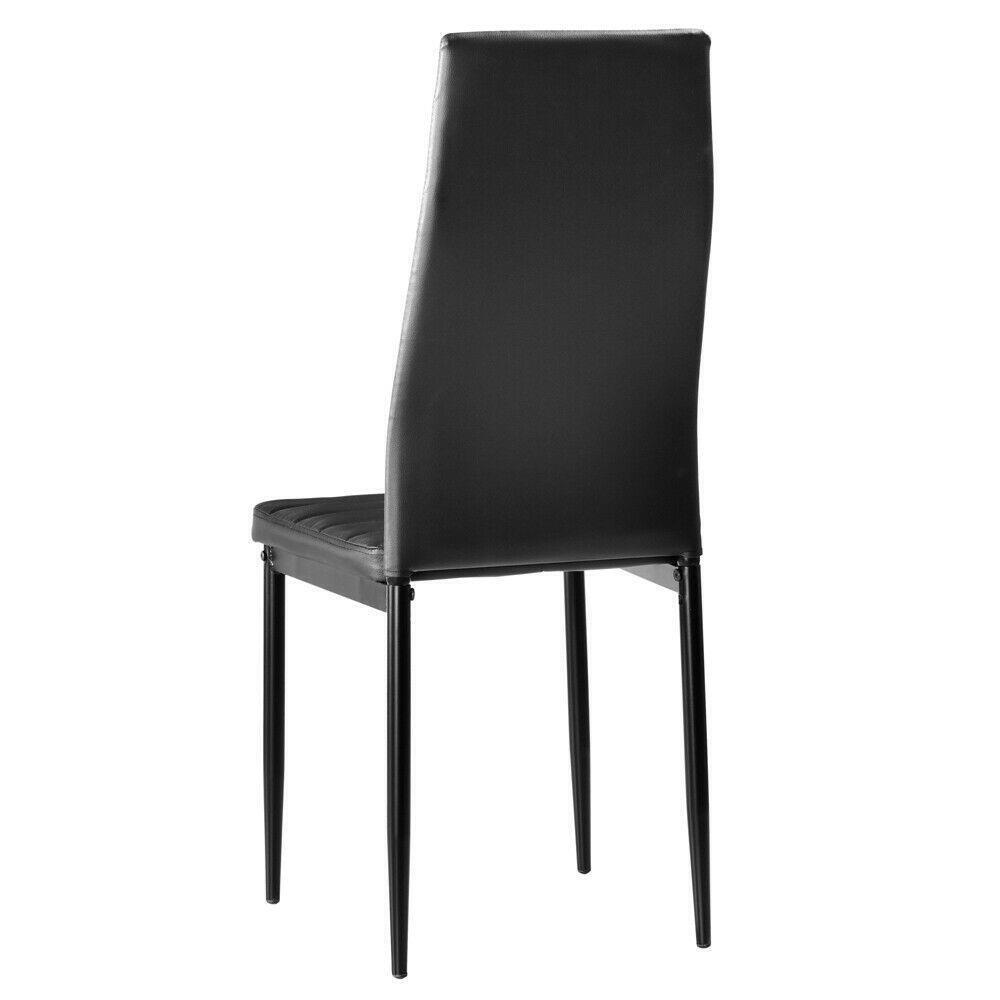 Set of 6 Dining Chairs Kitchen Restaurant Cushion High Back Metal Leg Black