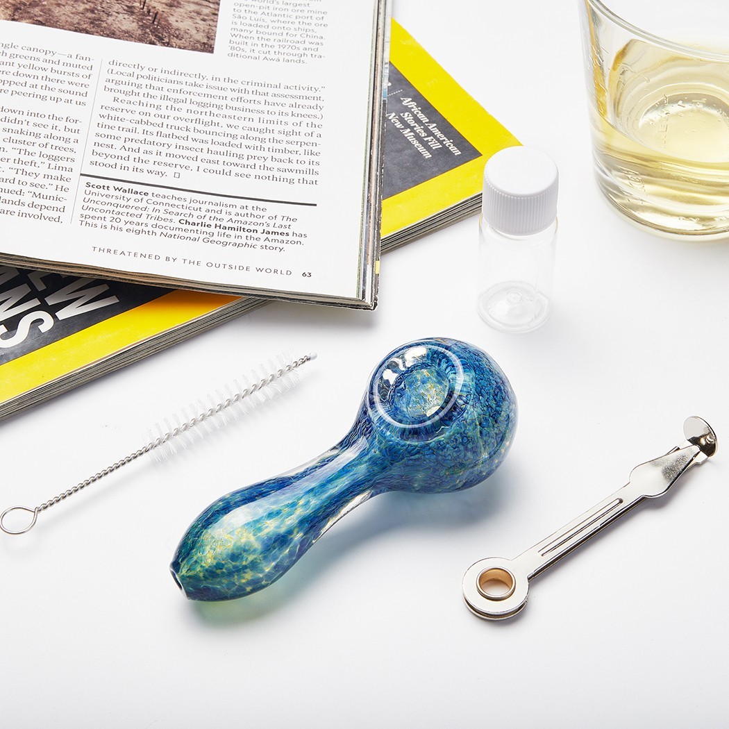 4" Lava Style Tobacco Smoking Glass Pipe Collectible Handmade Pipes with Box