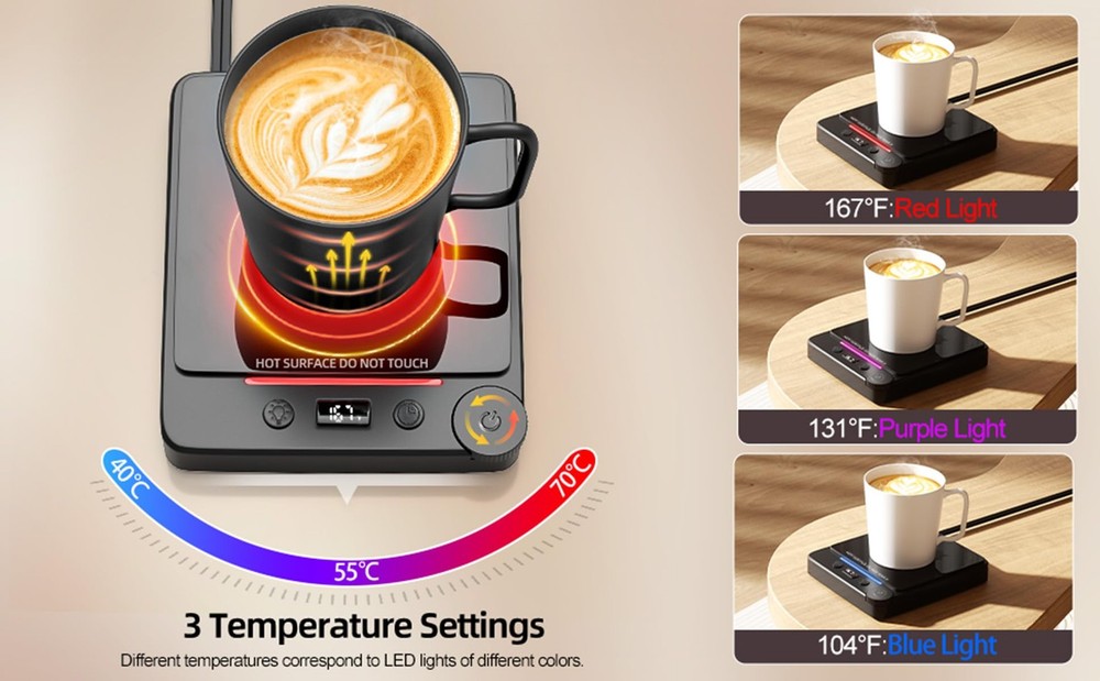 Fast Heating Coffee Mug Warmer,POLEDY Auto Shut Off Cup Warmer, Black