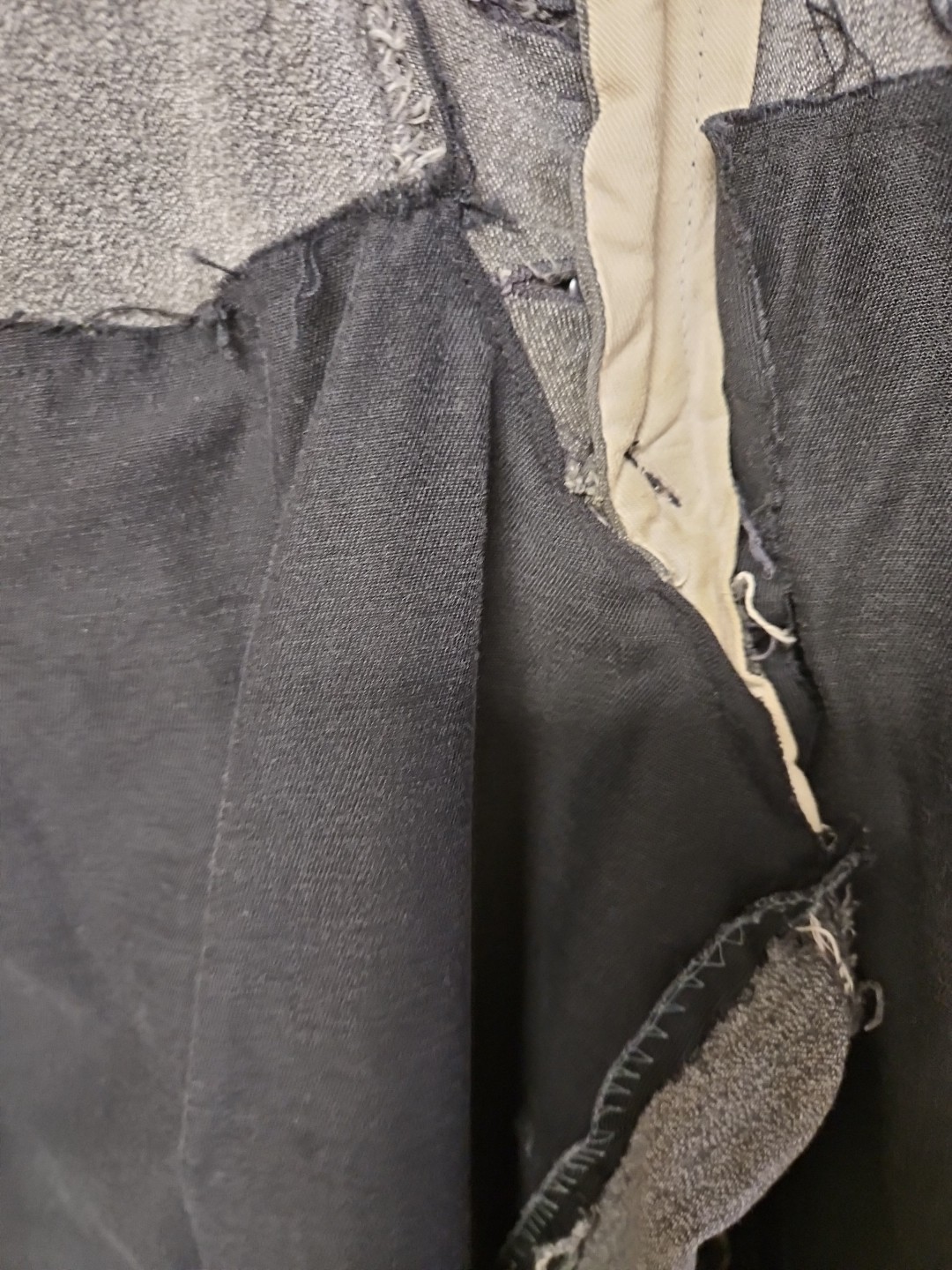 Vtg 40s 50s Sanforized Cotton Trousers Pants Button Fly Distress Repair 29x28