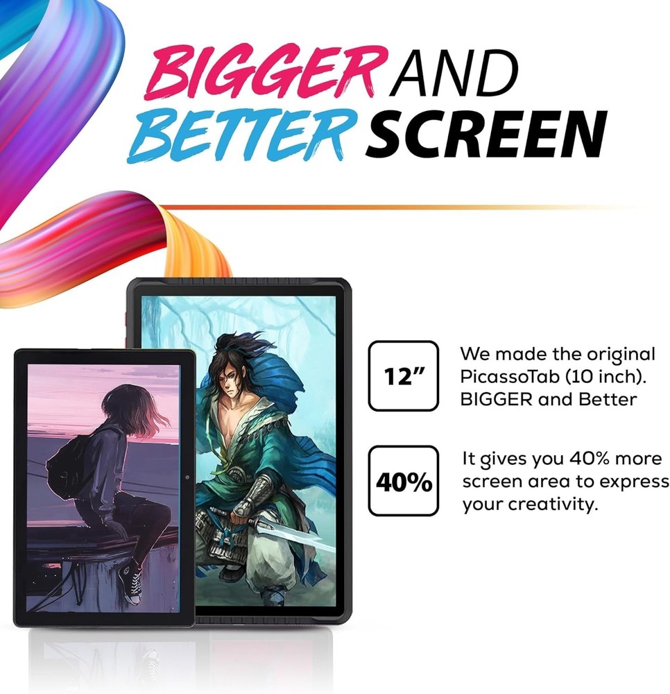PicassoTab A12 Drawing Tablet • Large 12" Screen