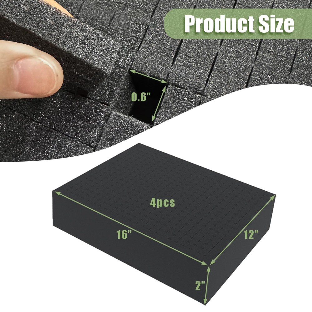 4Pcs Polyurethane Foam Inserts 16x12x2 Inch Pick and Pluck Foam Padding Sheets