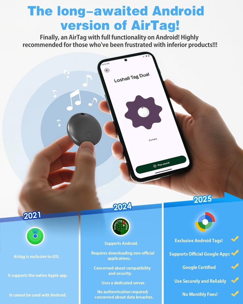 Air Tags for Android 4 Pack Tracker Bluetooth Long Battery Life Keys Finder