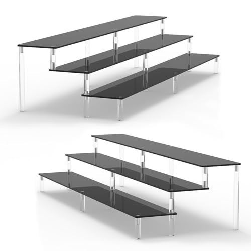 2 Pack 15.75" Acrylic Riser Display Stand - Clear 3 Tier Shelf for Figures & Cup