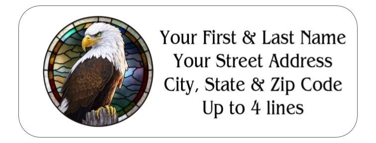 150 Bald Eagle Stained glass style Mailing Return Address Labels Personalized