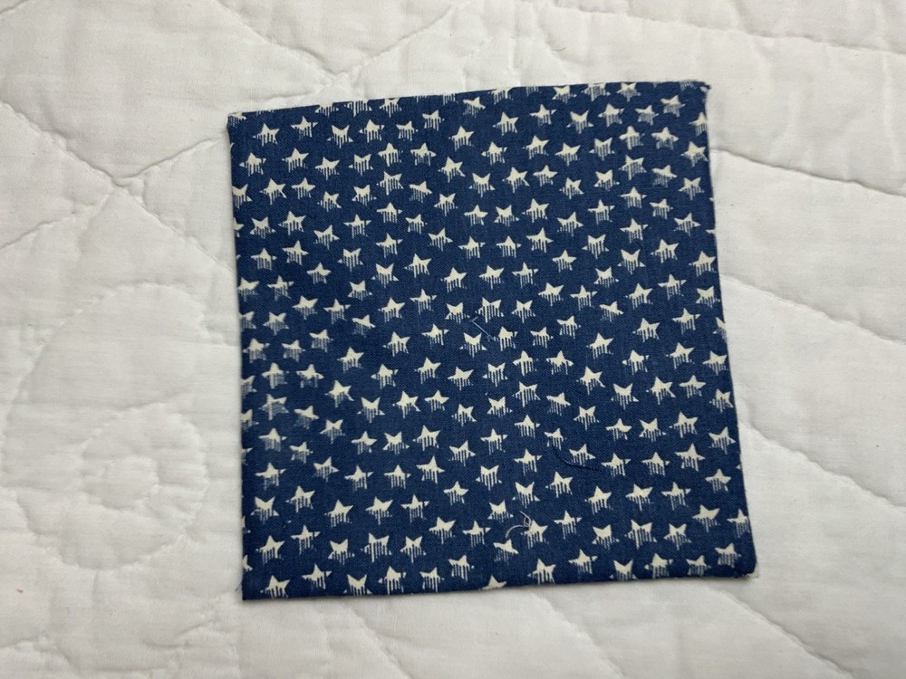 Vintage Antique Patchwork Quilt Table Topper, Small, Four Patch, Calicos, Blue