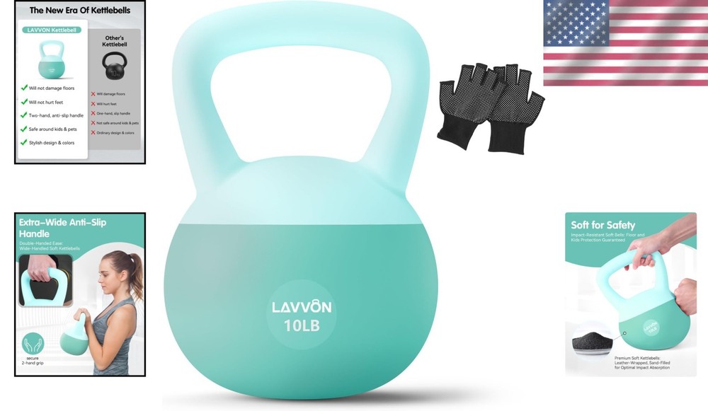 Versatile 10LB Soft Kettlebell - Ergonomic & Safe for Indoor Strength Training