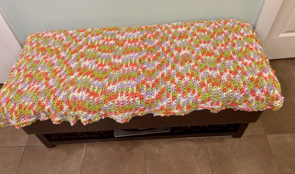 Handmade Crochet Multi-Color Cotton Blanket