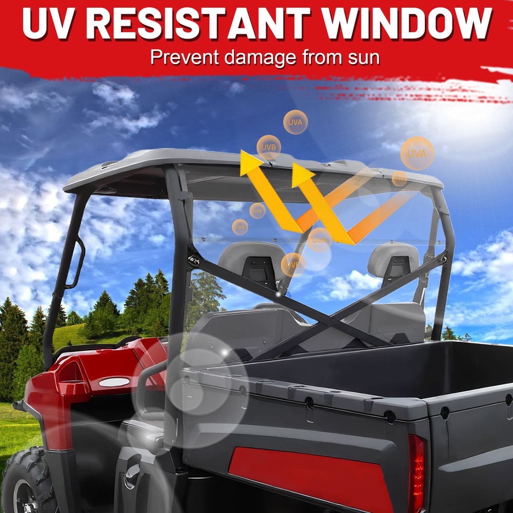 UTV Rear Windshield for Polaris Ranger 800 Full Size 2010-2014 Back Full Window