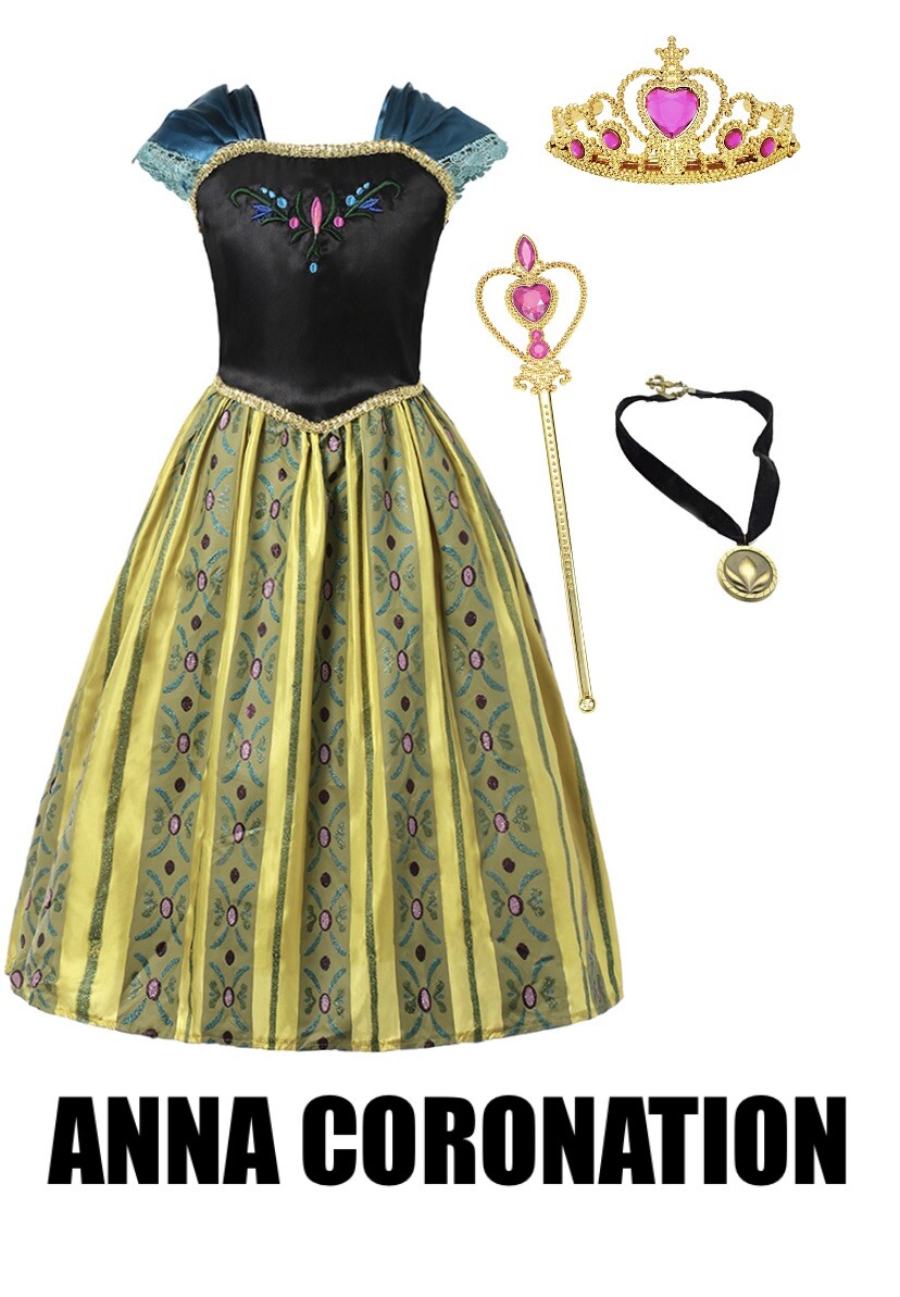 Frozen Elsa Anna Princess Queen Dress Up Set Girls Costume US Fast Shipping