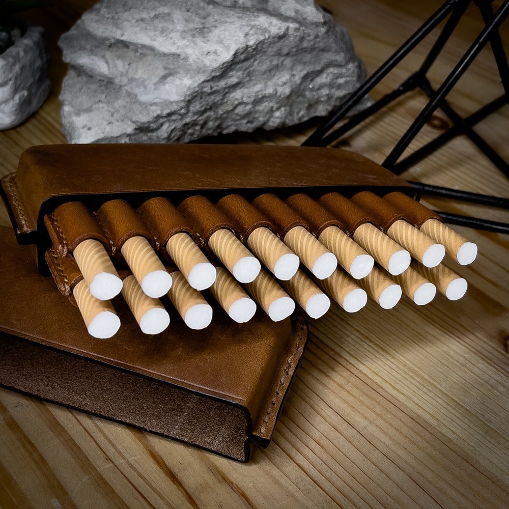 Leather handmade cigarette case PUEBLO premium leather