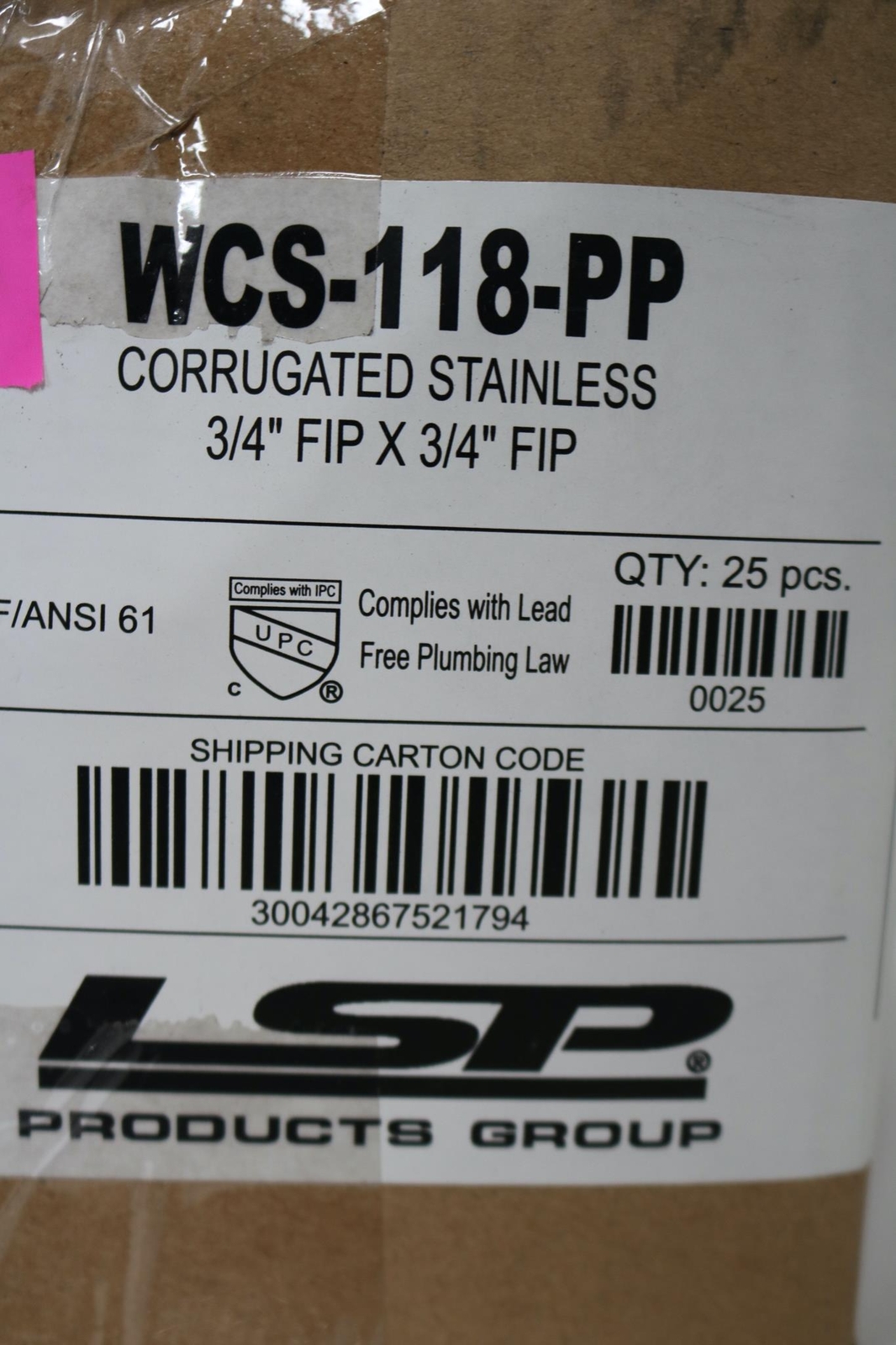 25xPack 18" Braided Stainless Steel Water Heater Lines Connectors 3/4" FIP x 3/4
