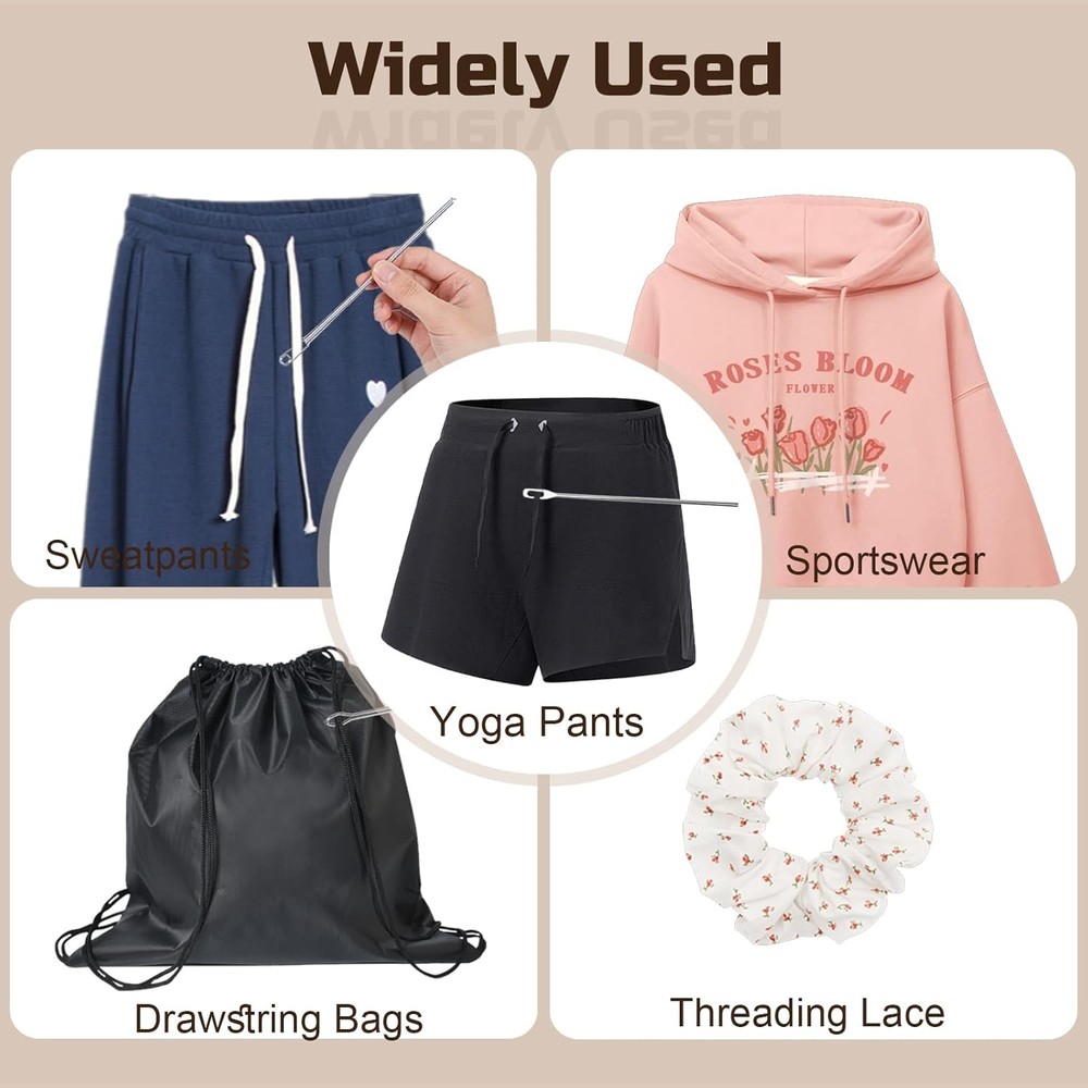 4Pcs Drawstring Threader Tool, Stainless Steel Threading Tool Kit with Spring-Lo