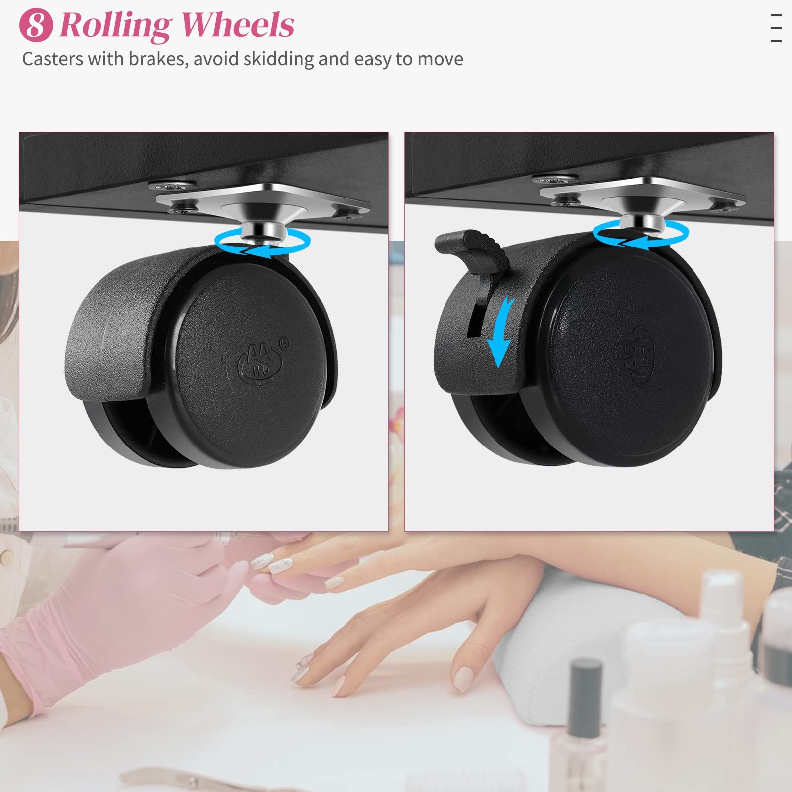 Manicure Table Nail Desk for Nail Tech, Nail Table Station w/Electric Dust Co...